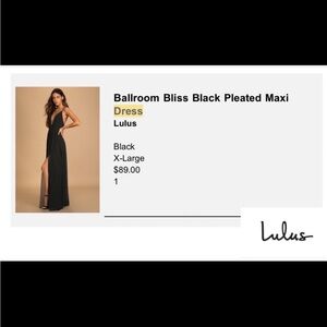 Lulu's Elegant Black Pleated Ballroom Bliss Maxi Dress